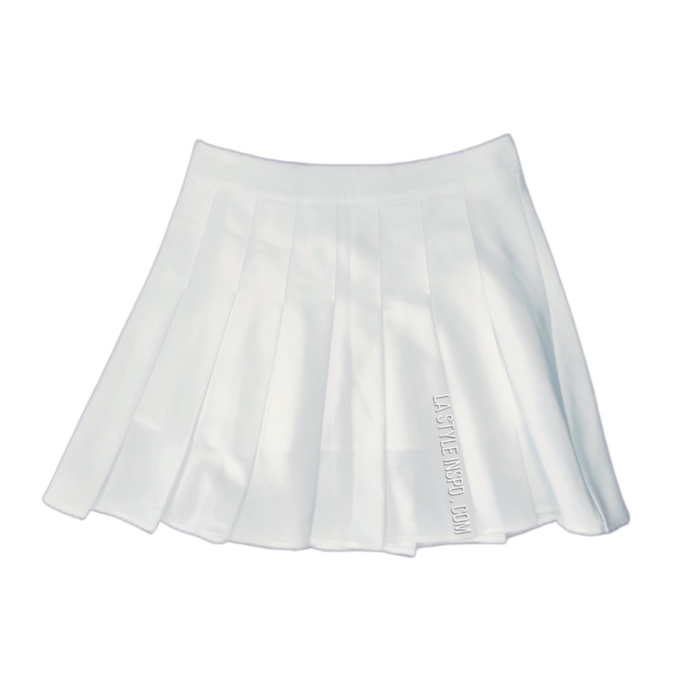 Classy Pleated Mini Skirt White Creamy Small